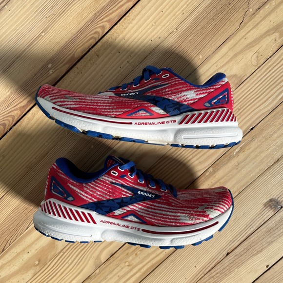 Brooks Adrenaline GTS 23 Womens 7.5 Red White Blue Striped Running Shoes USA - Picture 6 of 9